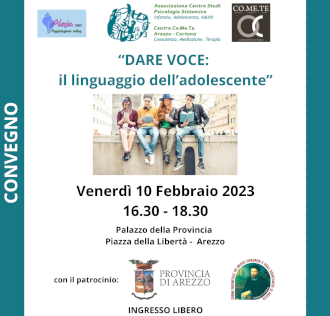 Brochure informativa dell’evento Dare Voce, lato fronte